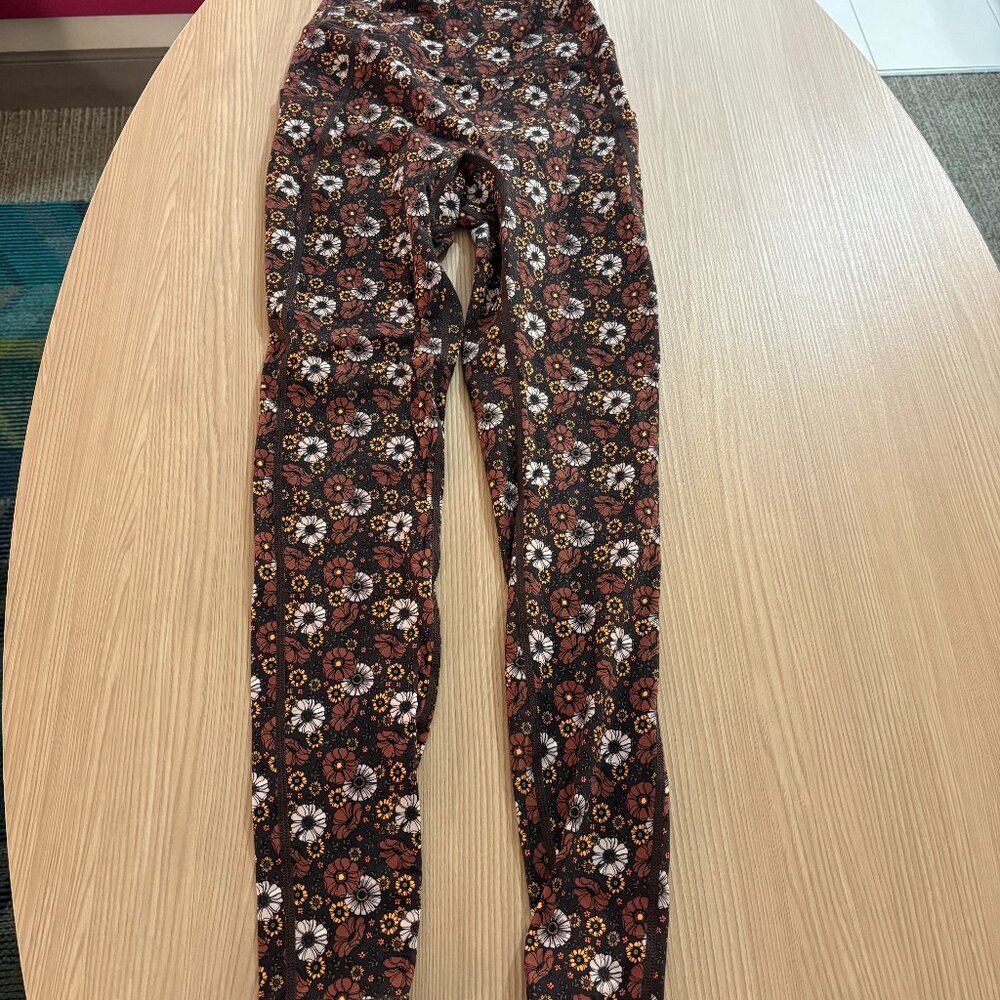 Buff Bunny Collection Floral Print Leggings XS Extra Small Brown Floral Print